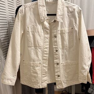 Cream Denim Chore Jacket womens size M EUC